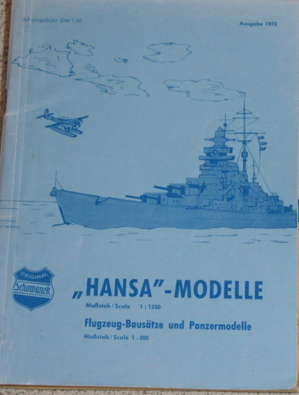 1972 Catalogue (1 p.)  Hansa Schowanek Shipmodels 1:1250
